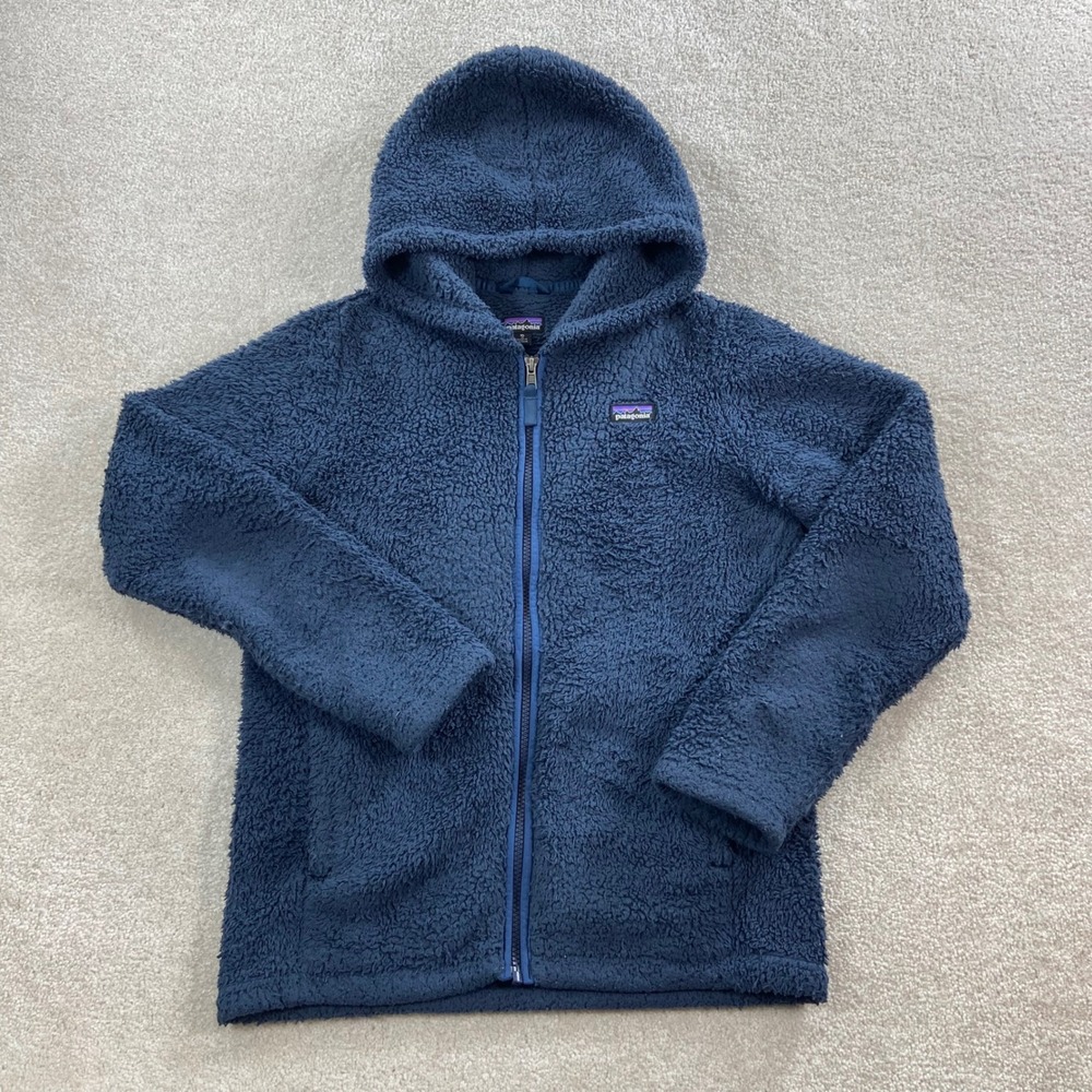 Patagonia Los Gatos Fleece Hoodie Kids XL 14 Blue Full Zip Jacket